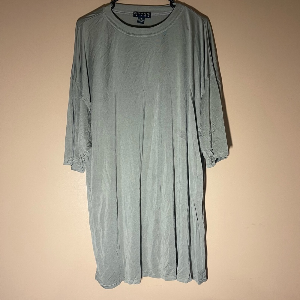 Oversized Crew Neck Tunic Top in Sage Green
